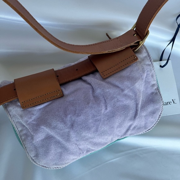 Clare V Light Blue and Tan Crossbody Bag - Picture 4 of 6